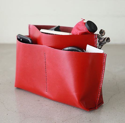 [本革バッグインバッグ]  手縫い/5レザーポケット wide L