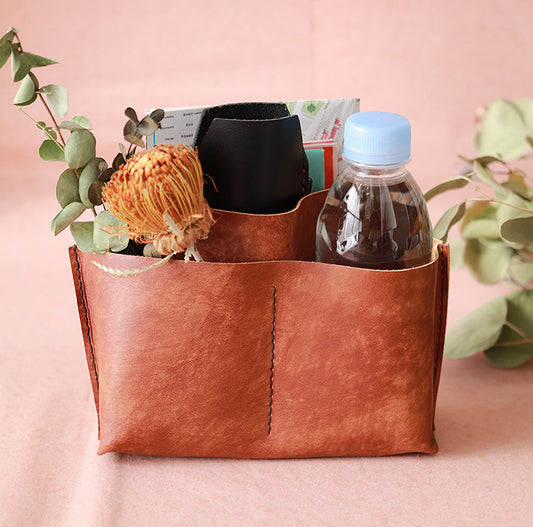 [本革バッグインバッグ]  手縫い/5レザーポケット wide S