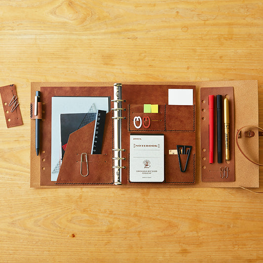 [レザーリフィル4種類セット]　紐巻きA5システム手帳