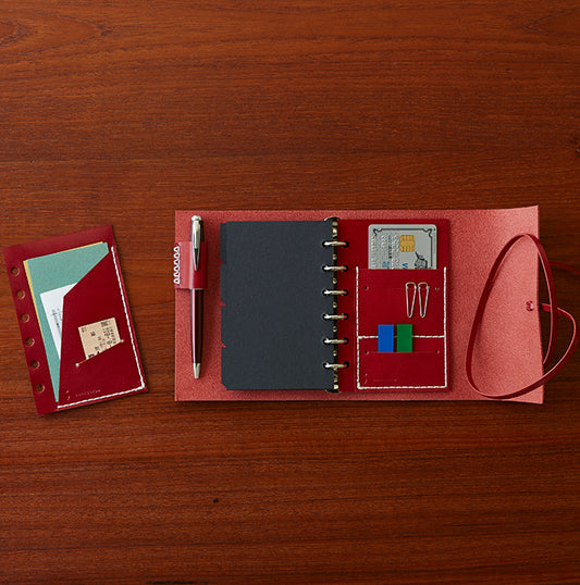 [レザーリフィル2種類セット]　紐巻きmini6穴システム手帳